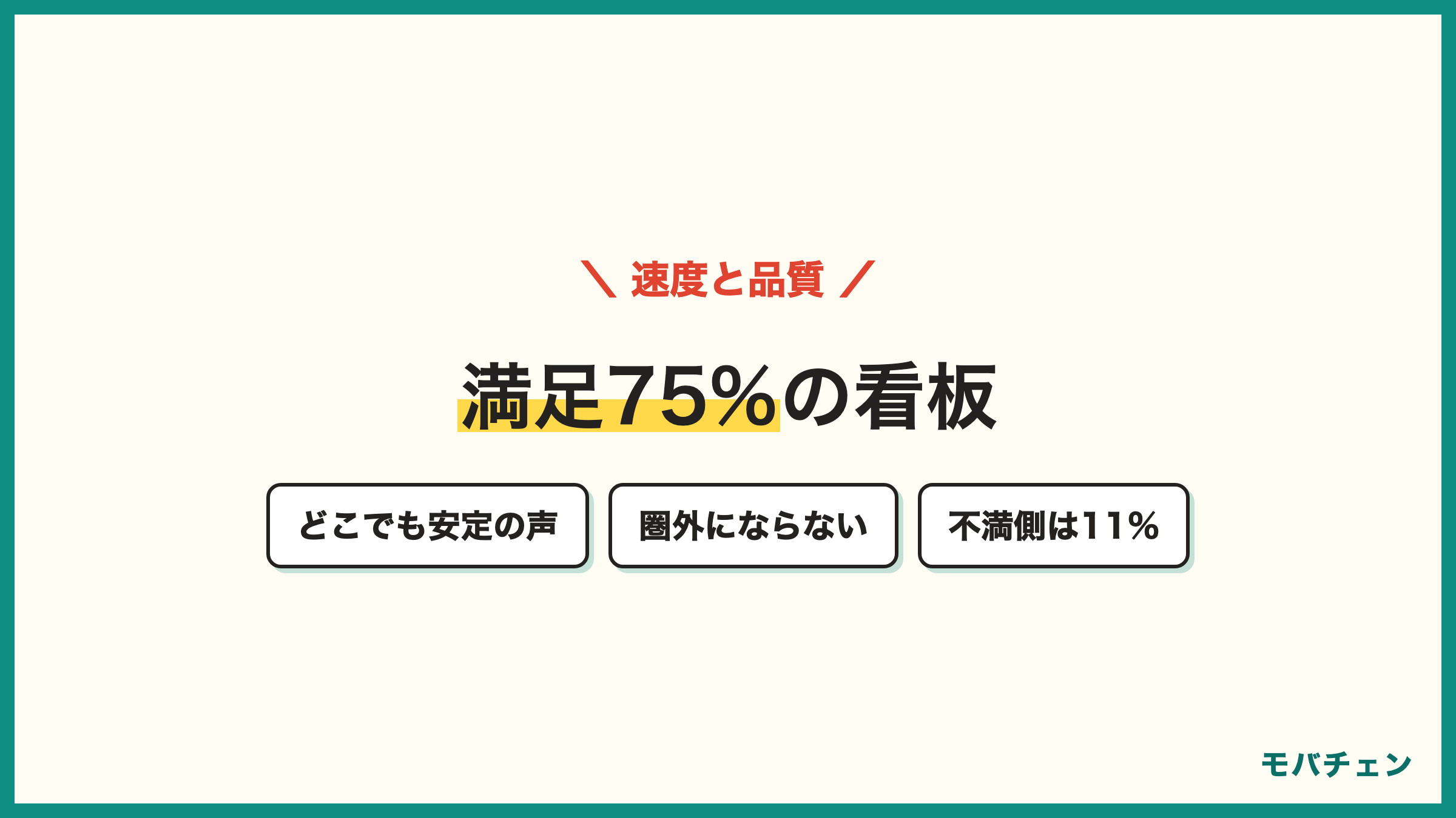 auの通信品質 満足側75% どこにいても電波が安定している声 圏外になることがない声 動画視聴も快適