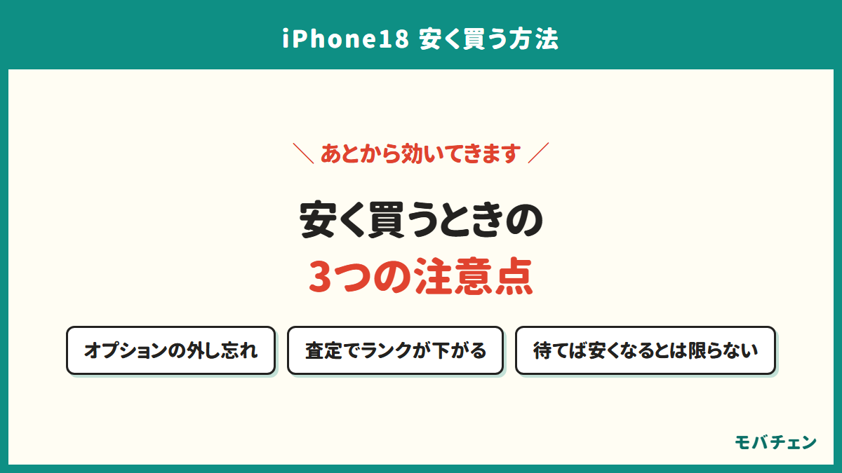 安く買うときの3つの注意点。オプションの外し忘れ、査定でランクが下がる、待てば安くなるとは限らない