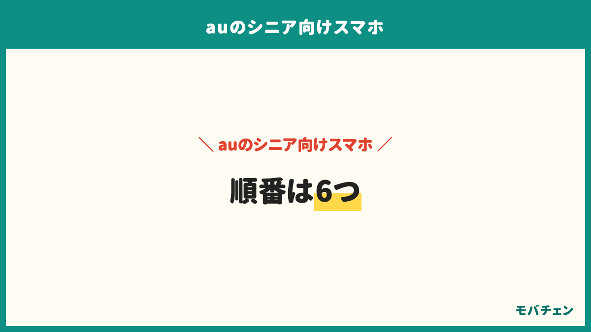auのシニア向けスマホを渡すまでの手順は、使う本人と一緒に実機を触りに行く、自宅のネットが割引の対象か確かめる、契約は家族が一緒に説明を聞く、アカウントとパスワードを家族が控える、通知を減らして文字とホーム画面を整える、最初の数週間だけそばで付き合うの6つ